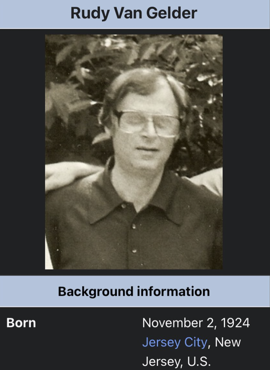 photo caption - Born Rudy Van Gelder Background information Jersey City, New Jersey, U.S.